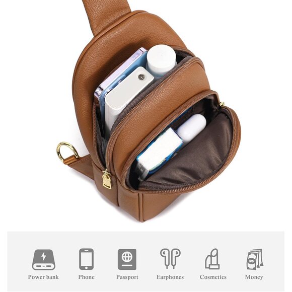 Vegan Leather Crossbody Sling Bag Small Travel Purse for Women and Teen - Picture 4 of 7